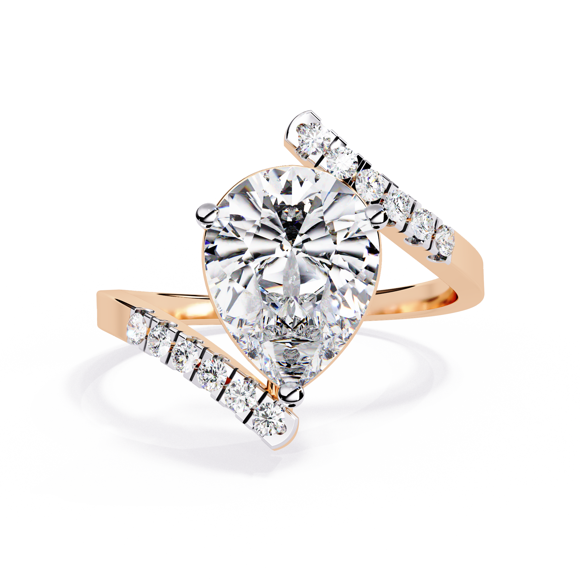 Pear Cut Split Band Lab Grown Diamond Ring