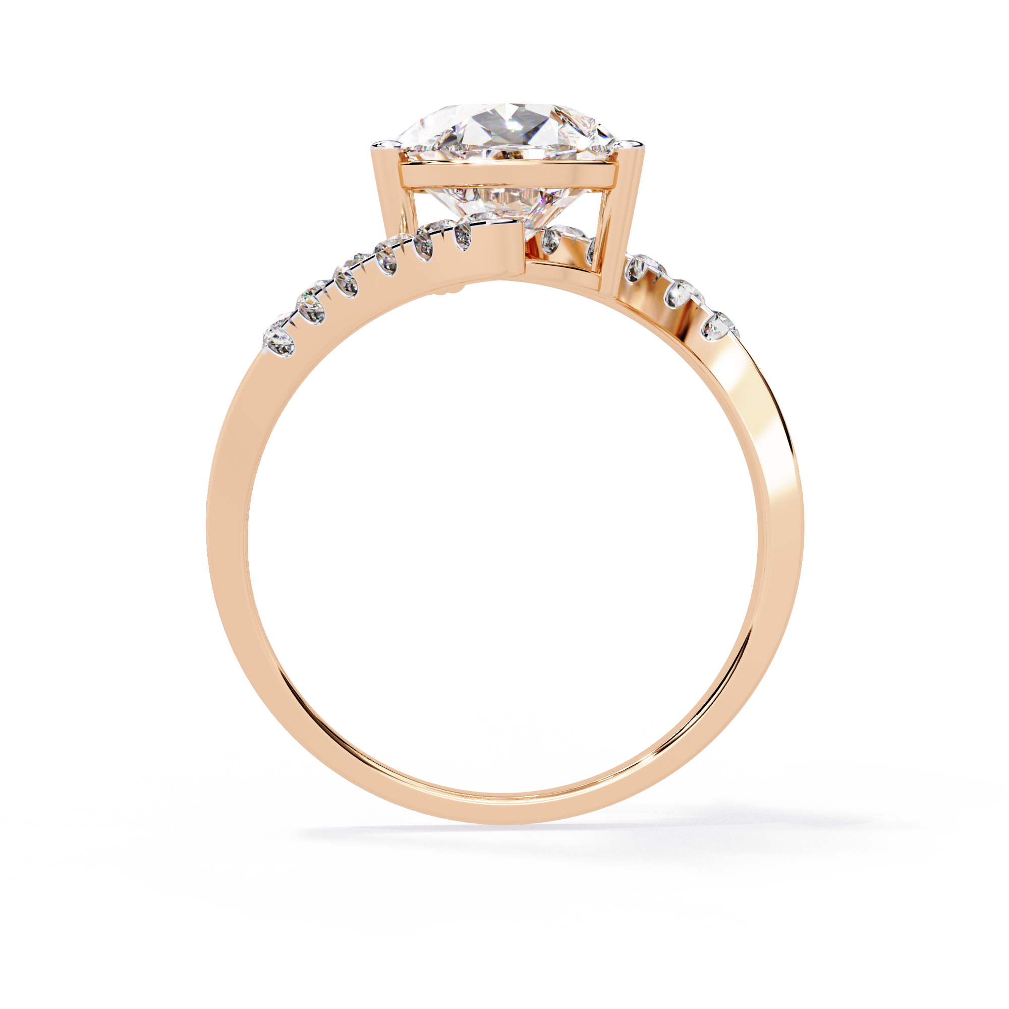 Pear Cut Split Band Lab Grown Diamond Ring