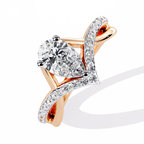 Pear Cut V Band Lab Grown Diamond Ring
