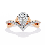 Pear Cut V Band Lab Grown Diamond Ring
