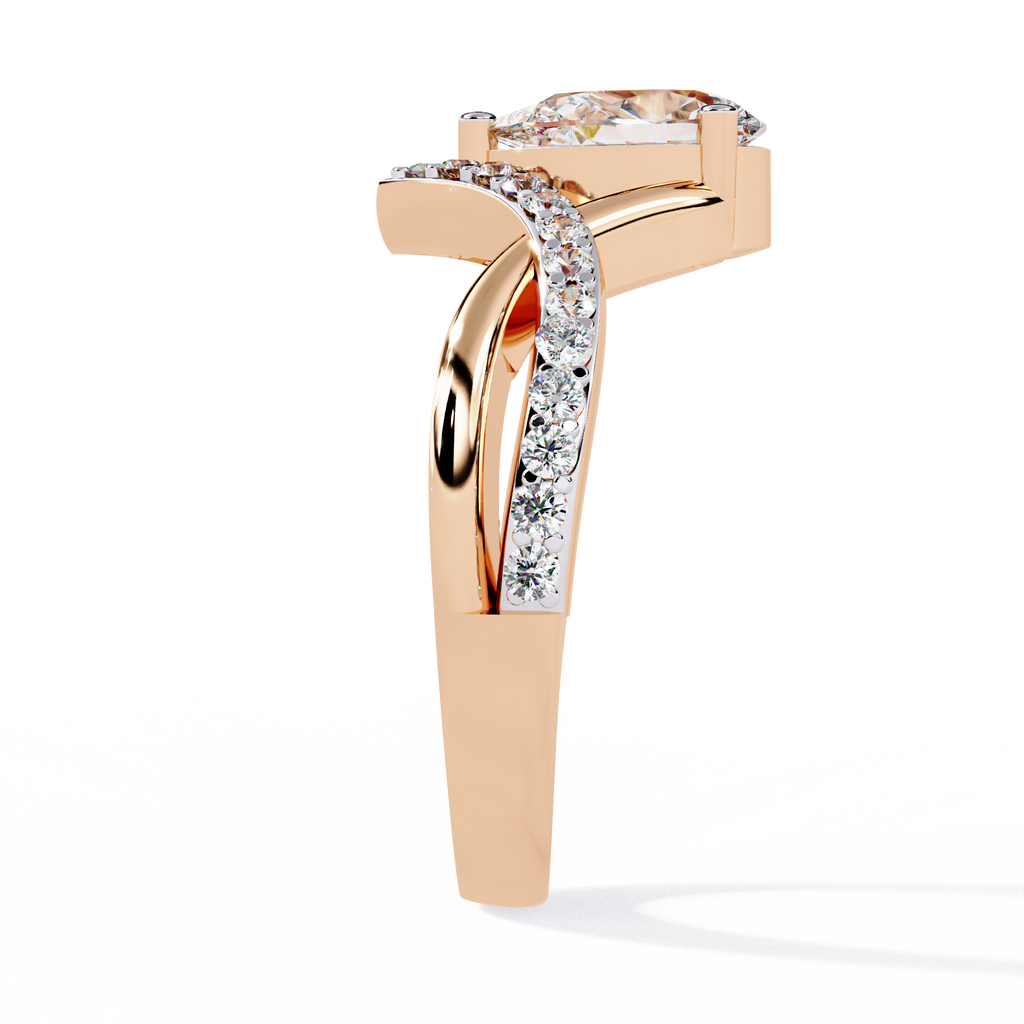 Pear Cut V Band Lab Grown Diamond Ring