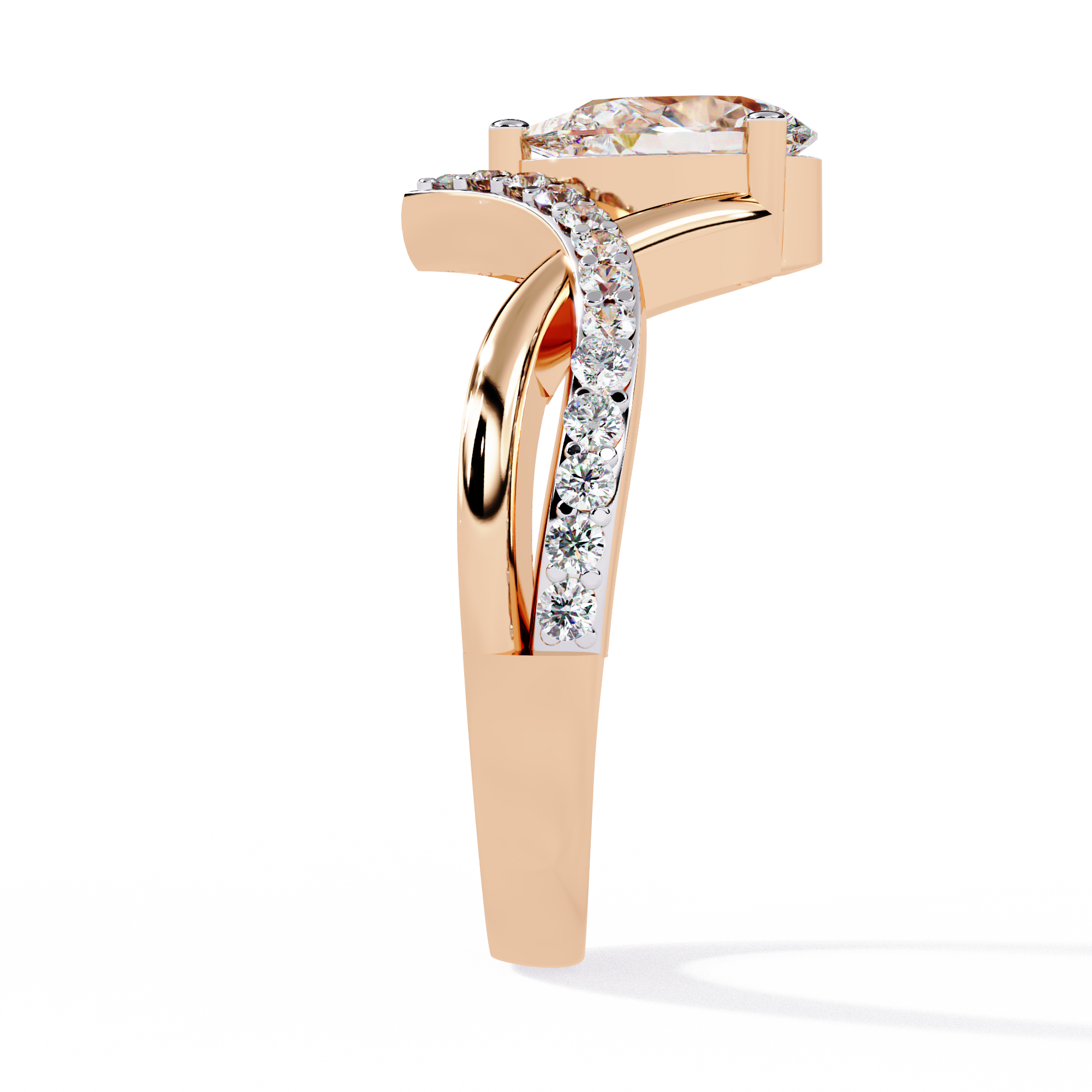 Pear Cut V Band Lab Grown Diamond Ring