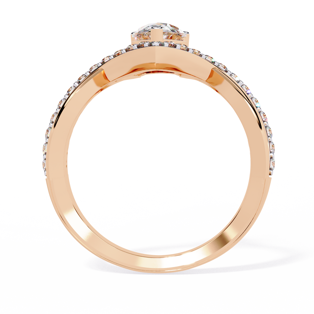 Pear Cut V Band Lab Grown Diamond Ring