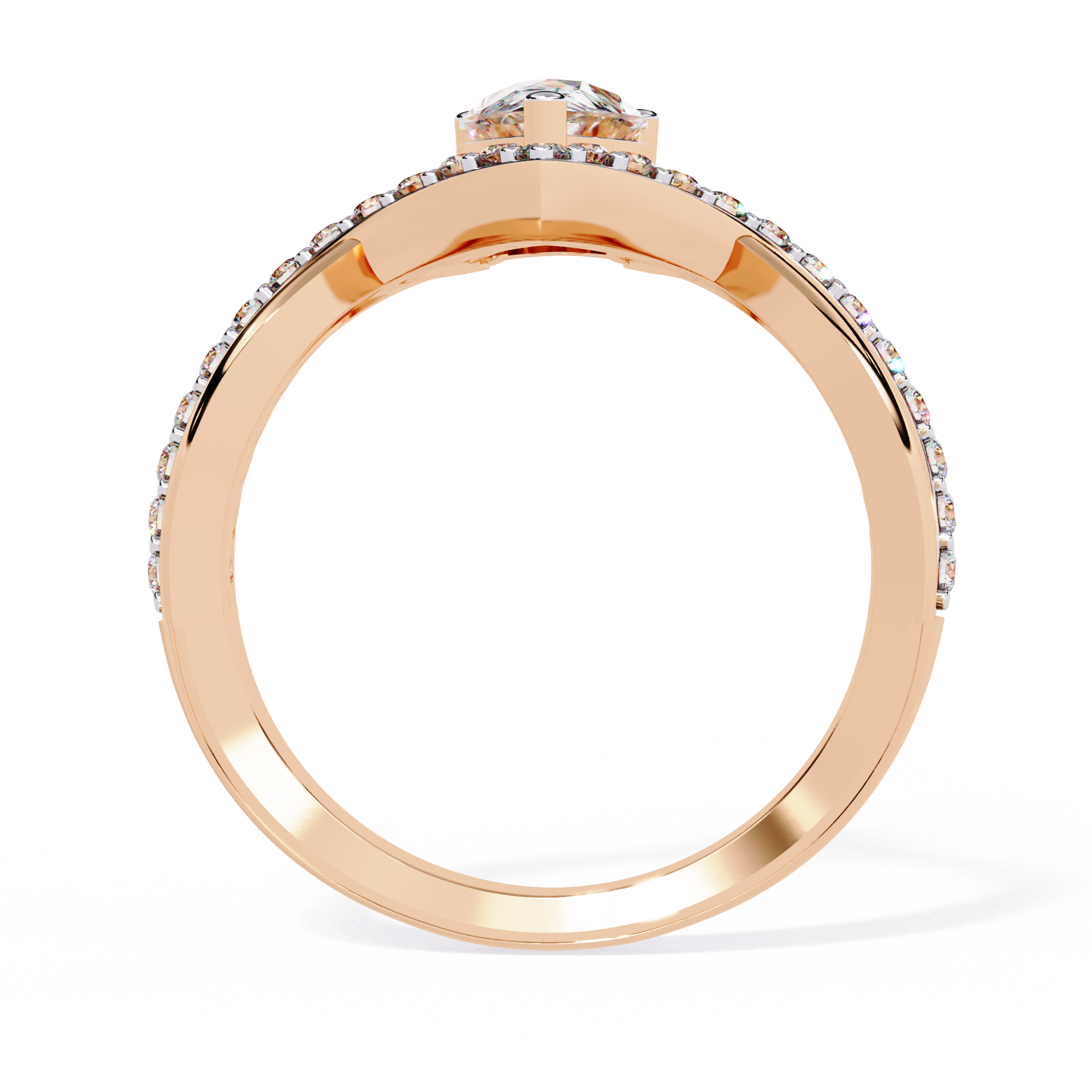 Pear Cut V Band Lab Grown Diamond Ring