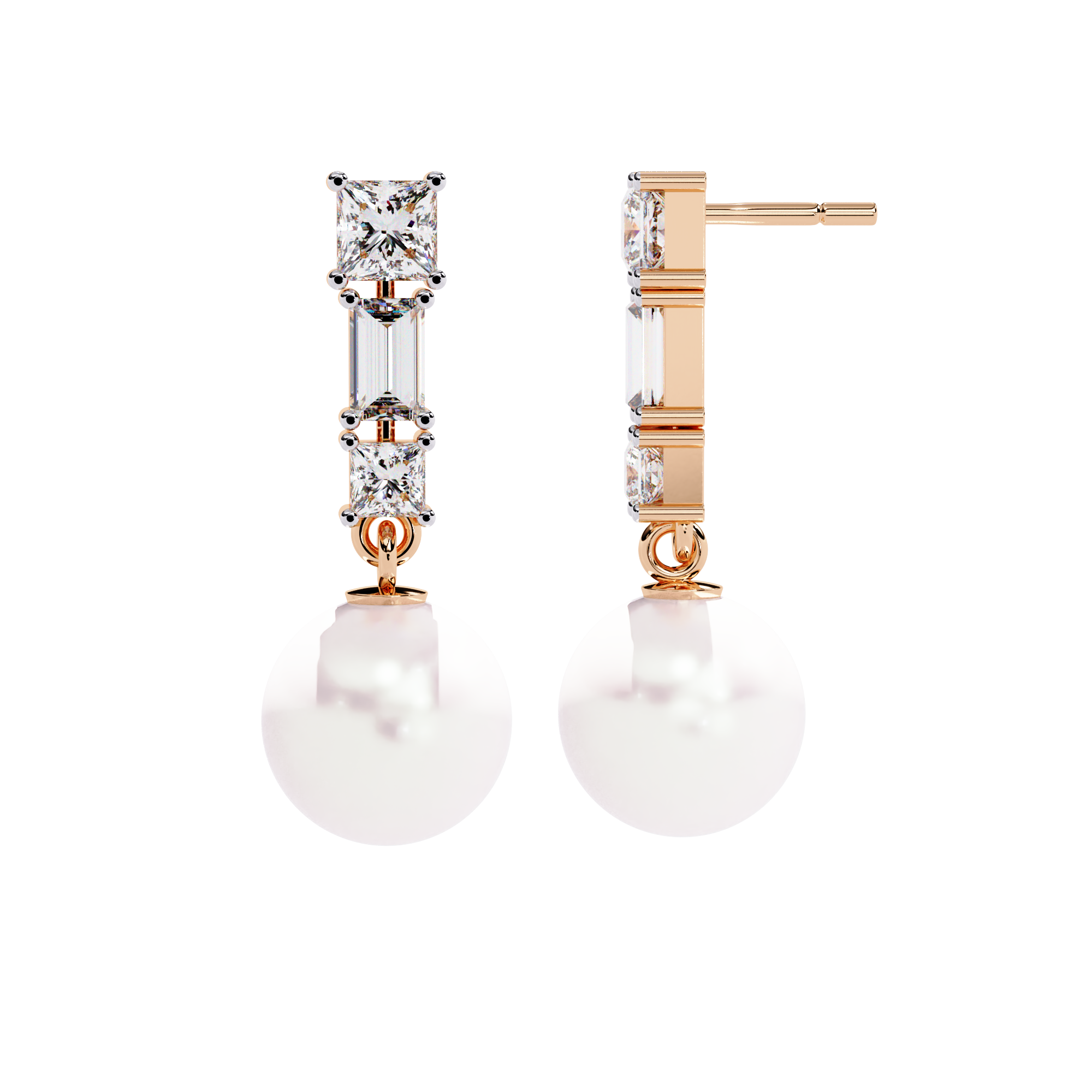 Pearl Prism Lab Grown Diamond Earrings