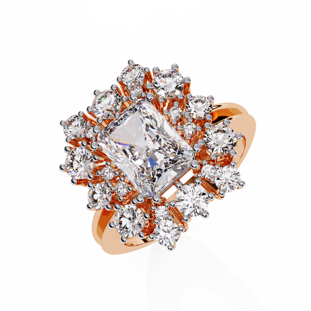 Radiant Cut Starburst Halo Lab Grown Diamond Ring
