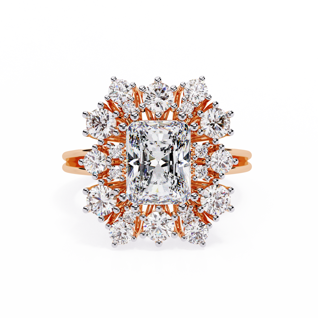Radiant Cut Starburst Halo Lab Grown Diamond Ring