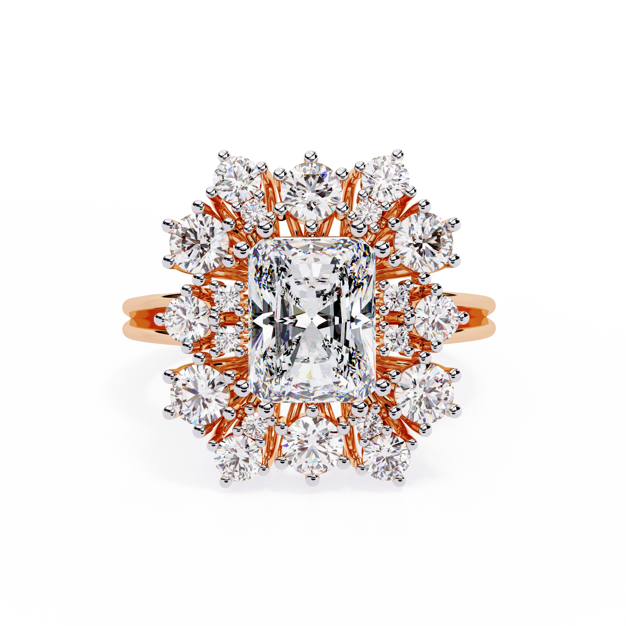 Radiant Cut Starburst Halo Lab Grown Diamond Ring