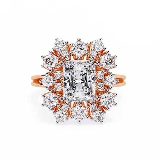 Radiant Cut Starburst Halo Lab Grown Diamond Ring