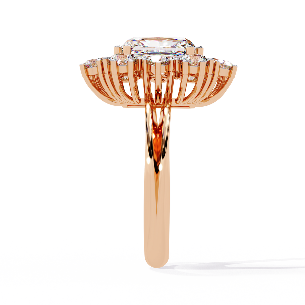 Radiant Cut Starburst Halo Lab Grown Diamond Ring