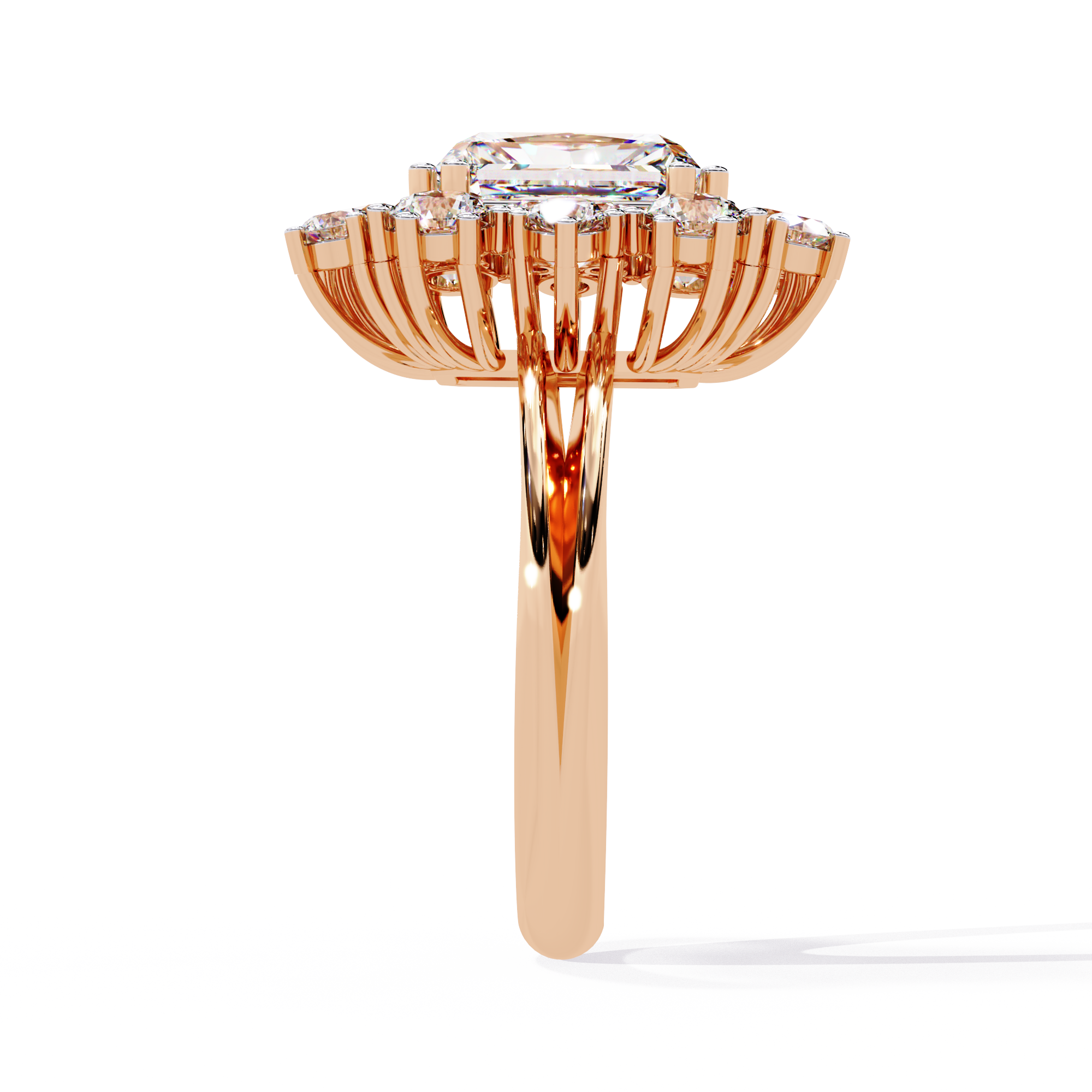 Radiant Cut Starburst Halo Lab Grown Diamond Ring