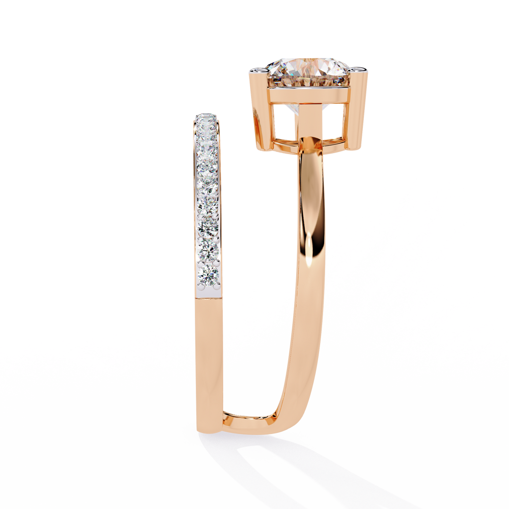 Round Cut Bypass Lab Grown Diamond Ring
