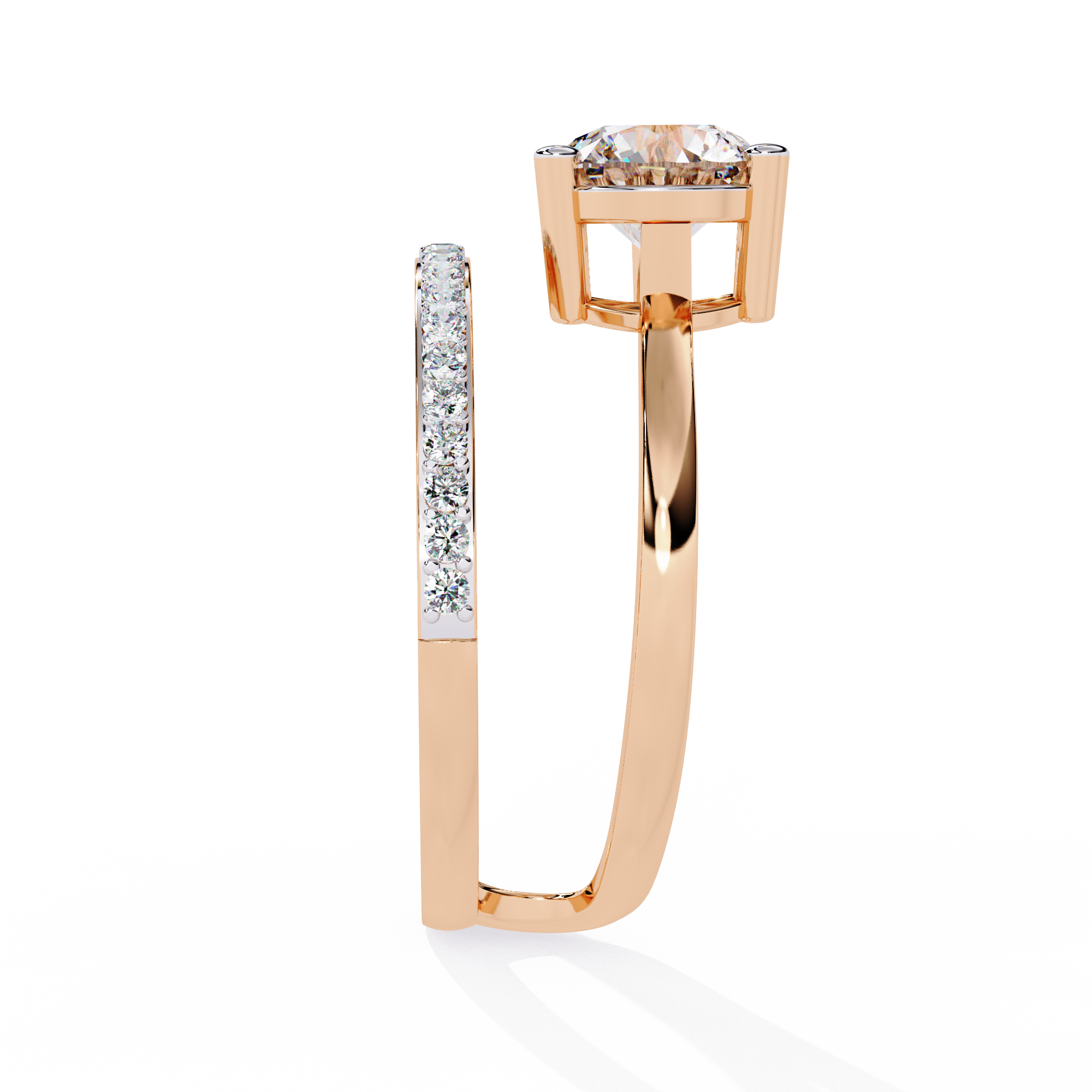 Round Cut Bypass Lab Grown Diamond Ring