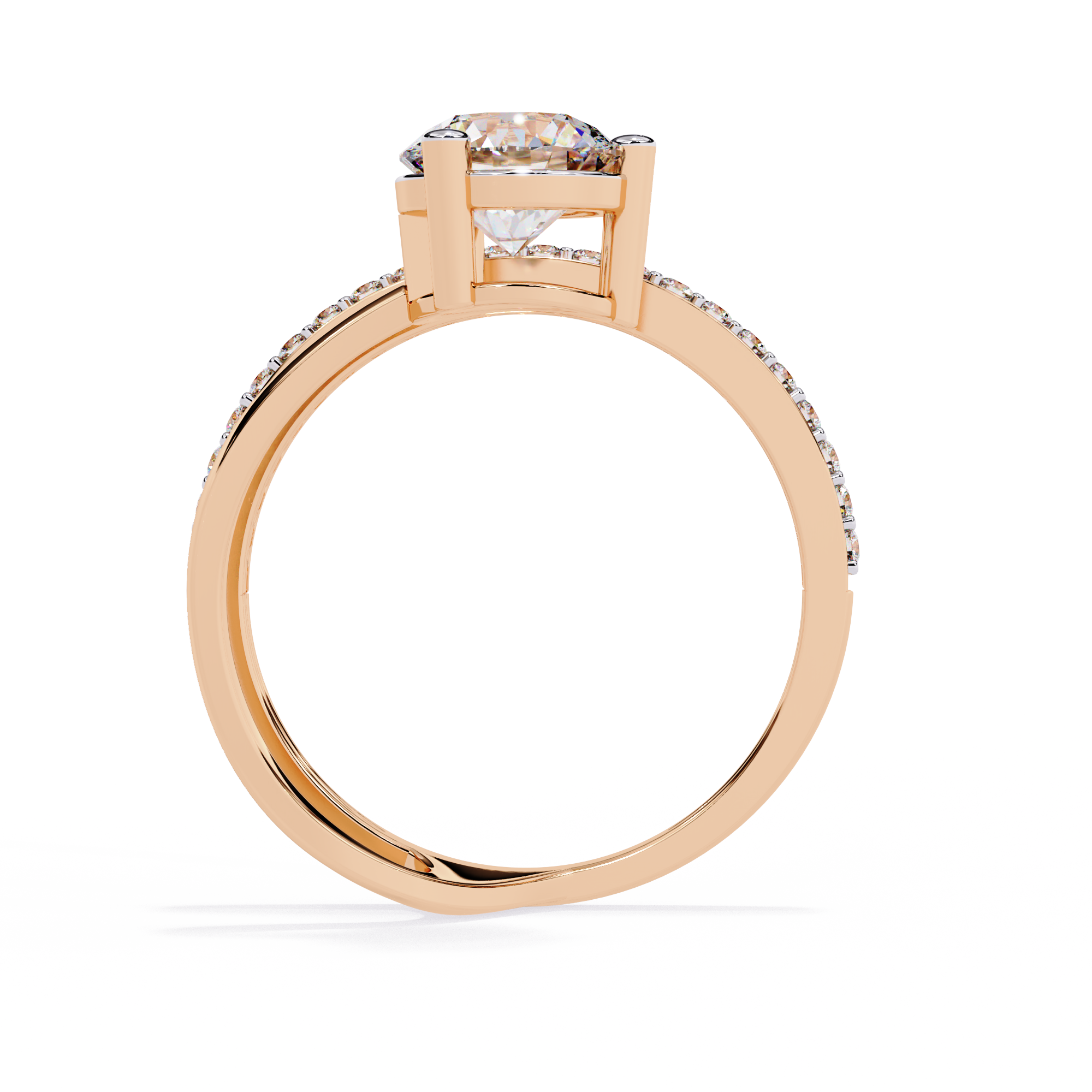 Round Cut Bypass Lab Grown Diamond Ring