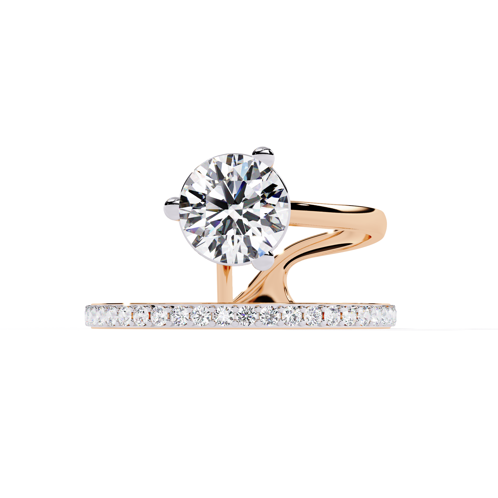Round Cut Bypass Lab Grown Diamond Ring