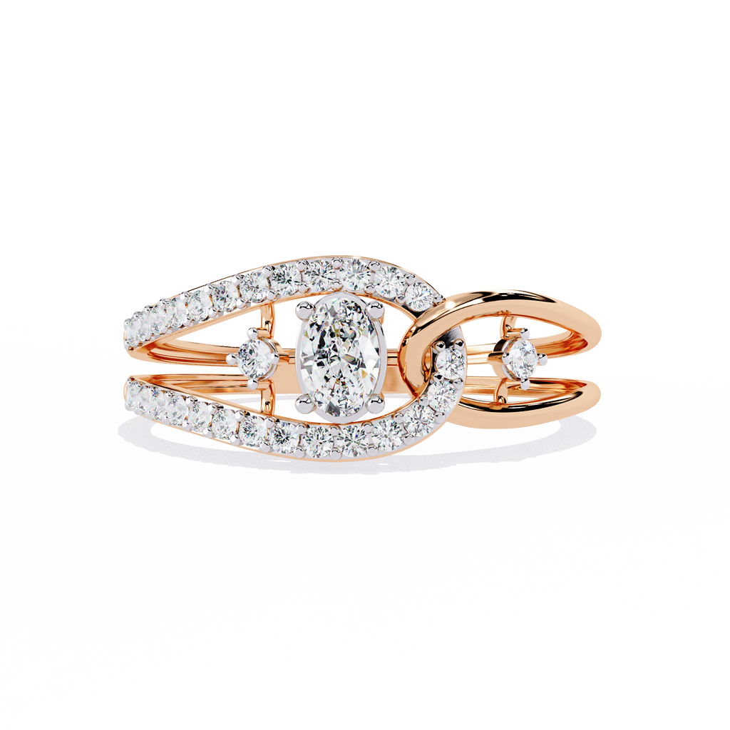 Round Cut Cathedral Lab Grown Diamond Ring