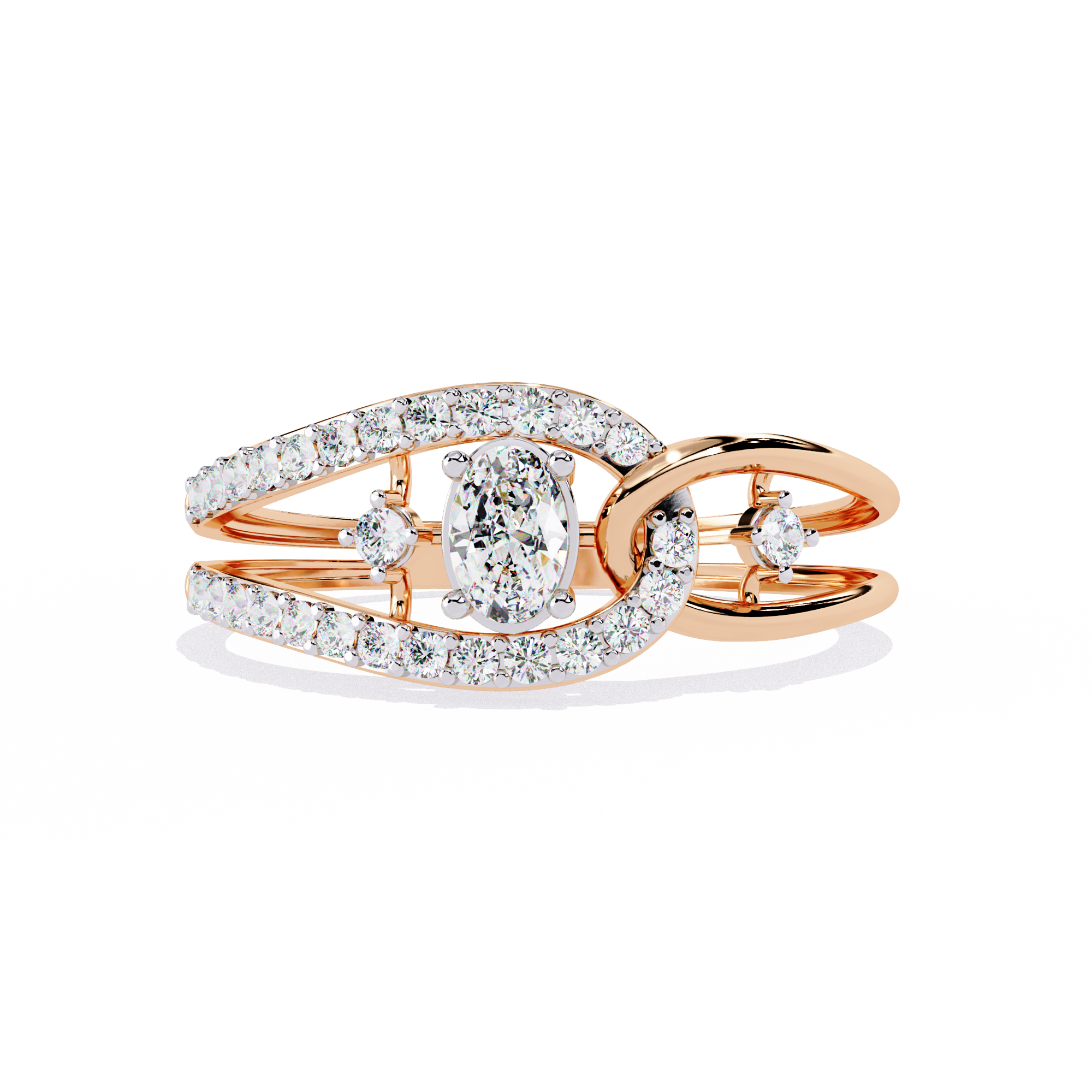 Round Cut Cathedral Lab Grown Diamond Ring