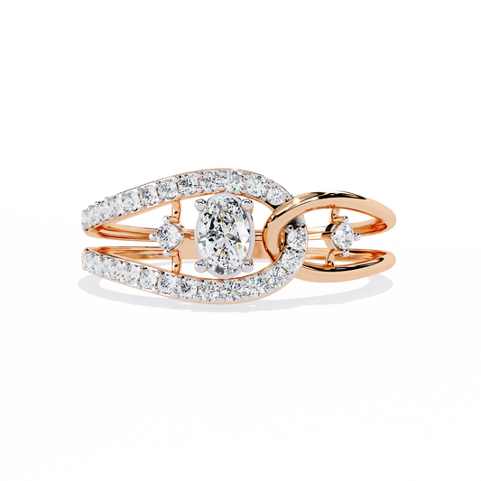 Round Cut Cathedral Lab Grown Diamond Ring