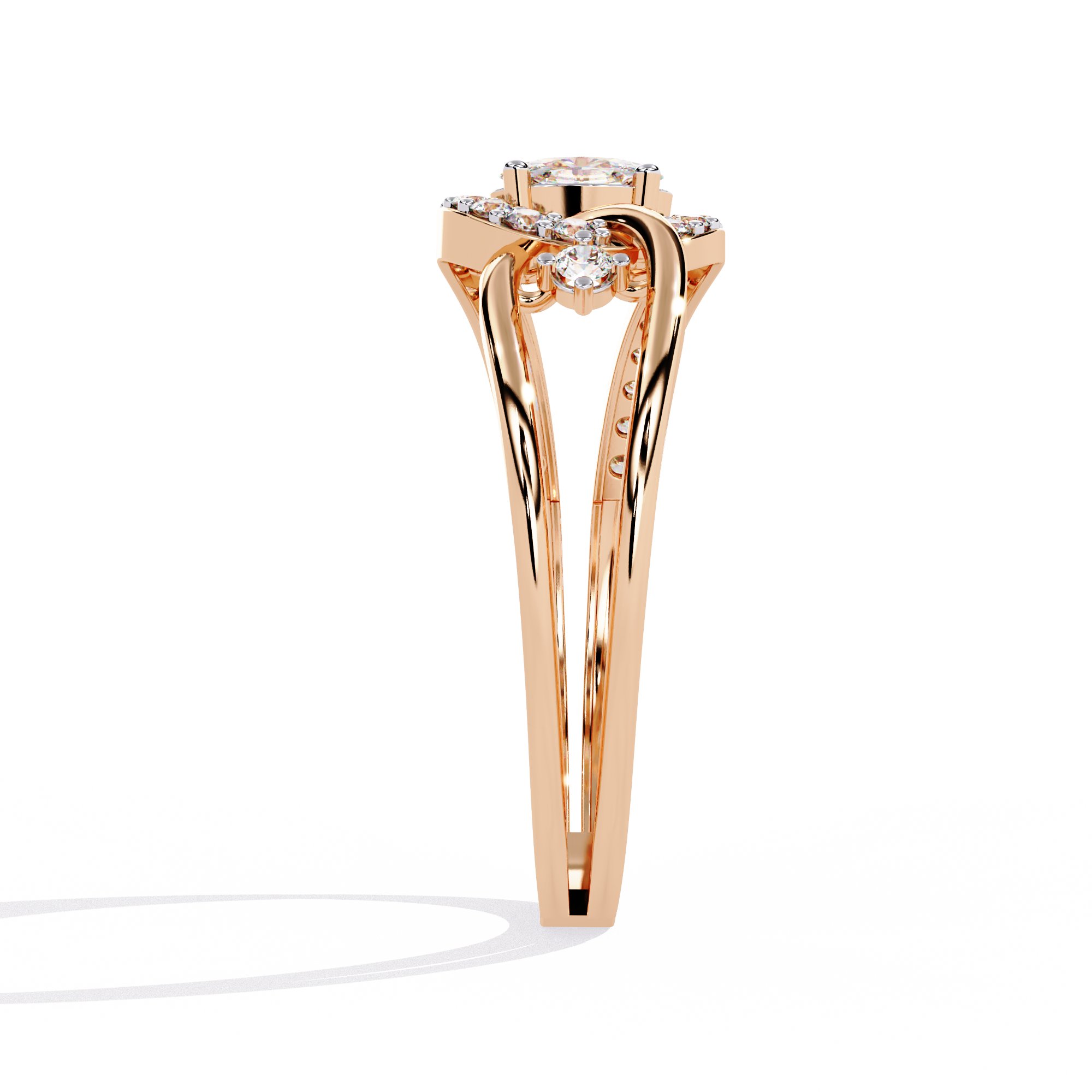 Round Cut Cathedral Lab Grown Diamond Ring