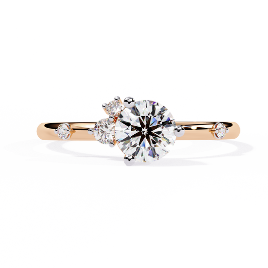 Round Cut Cluster Lab Grown Diamond Ring