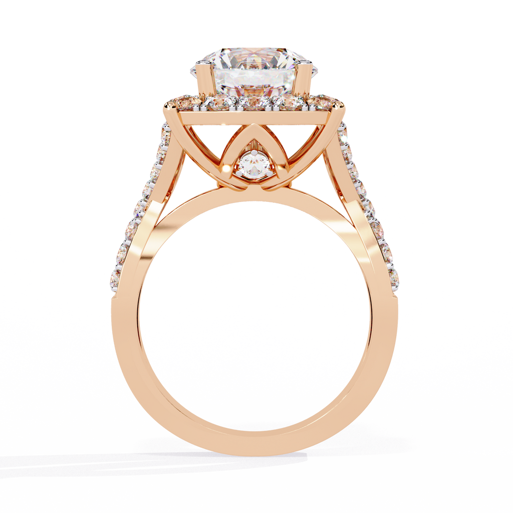 Round Cut Criss Cross Halo Lab Grown Diamond Ring