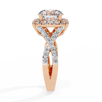 Round Cut Criss Cross Halo Lab Grown Diamond Ring