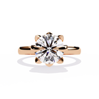 Round Cut Floral Solitaire Lab Grown Diamond Ring