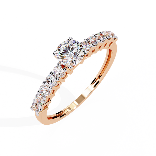 Round Cut Geometric Lab Grown Diamond Ring