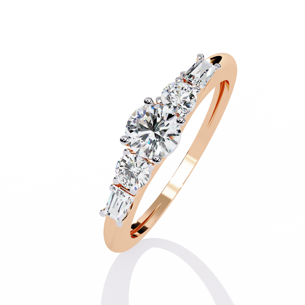 Round Cut Graduated Lab Grown Diamond Ring