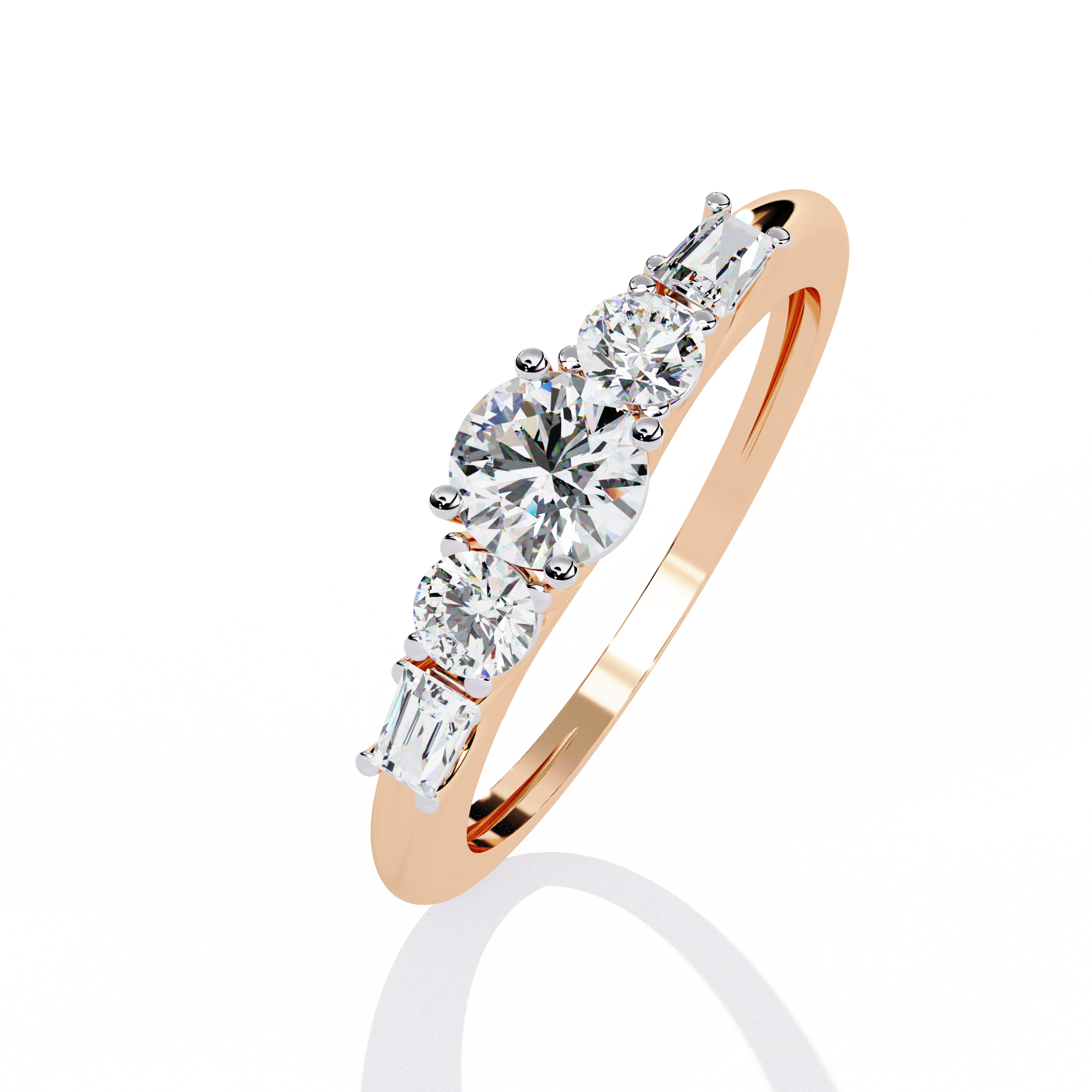 Round Cut Graduated Lab Grown Diamond Ring
