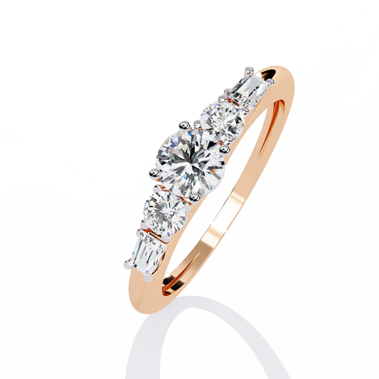 Round Cut Graduated Lab Grown Diamond Ring
