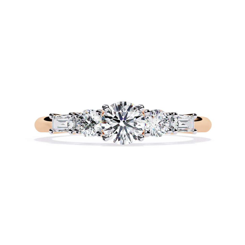Round Cut Graduated Lab Grown Diamond Ring