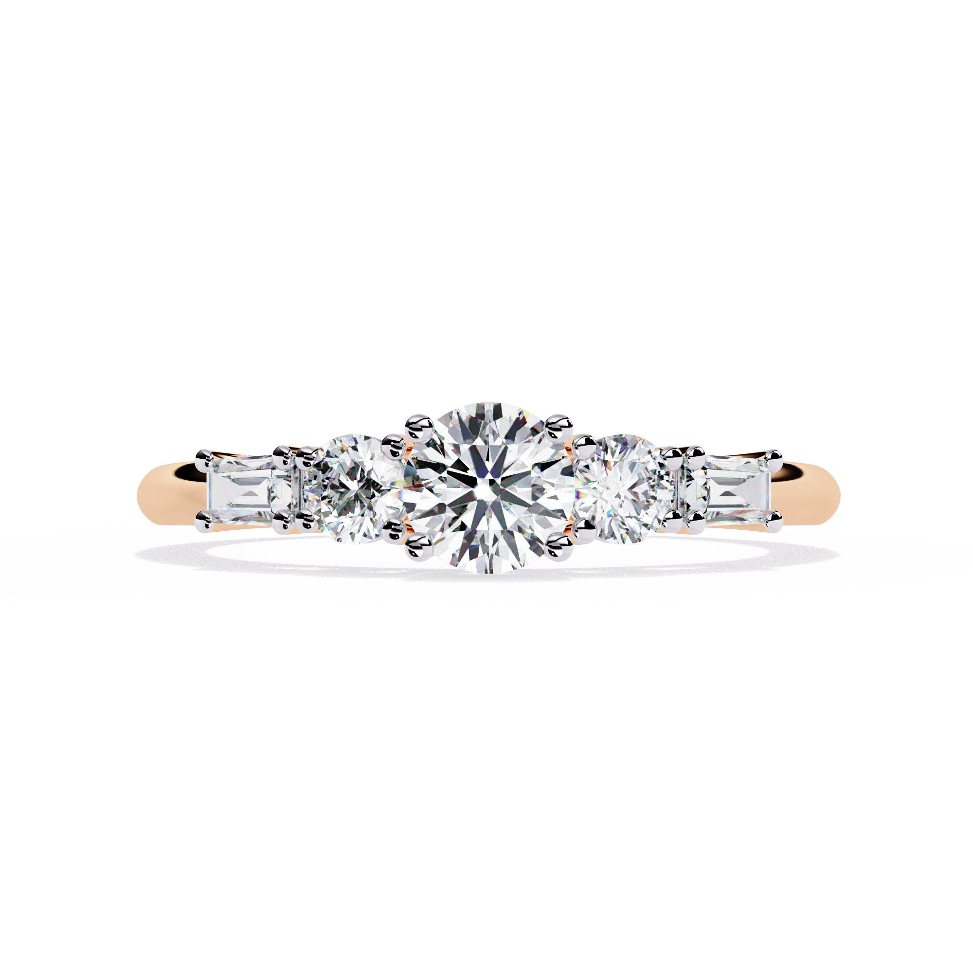 Round Cut Graduated Lab Grown Diamond Ring