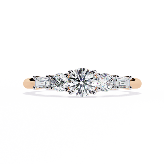 Round Cut Graduated Lab Grown Diamond Ring