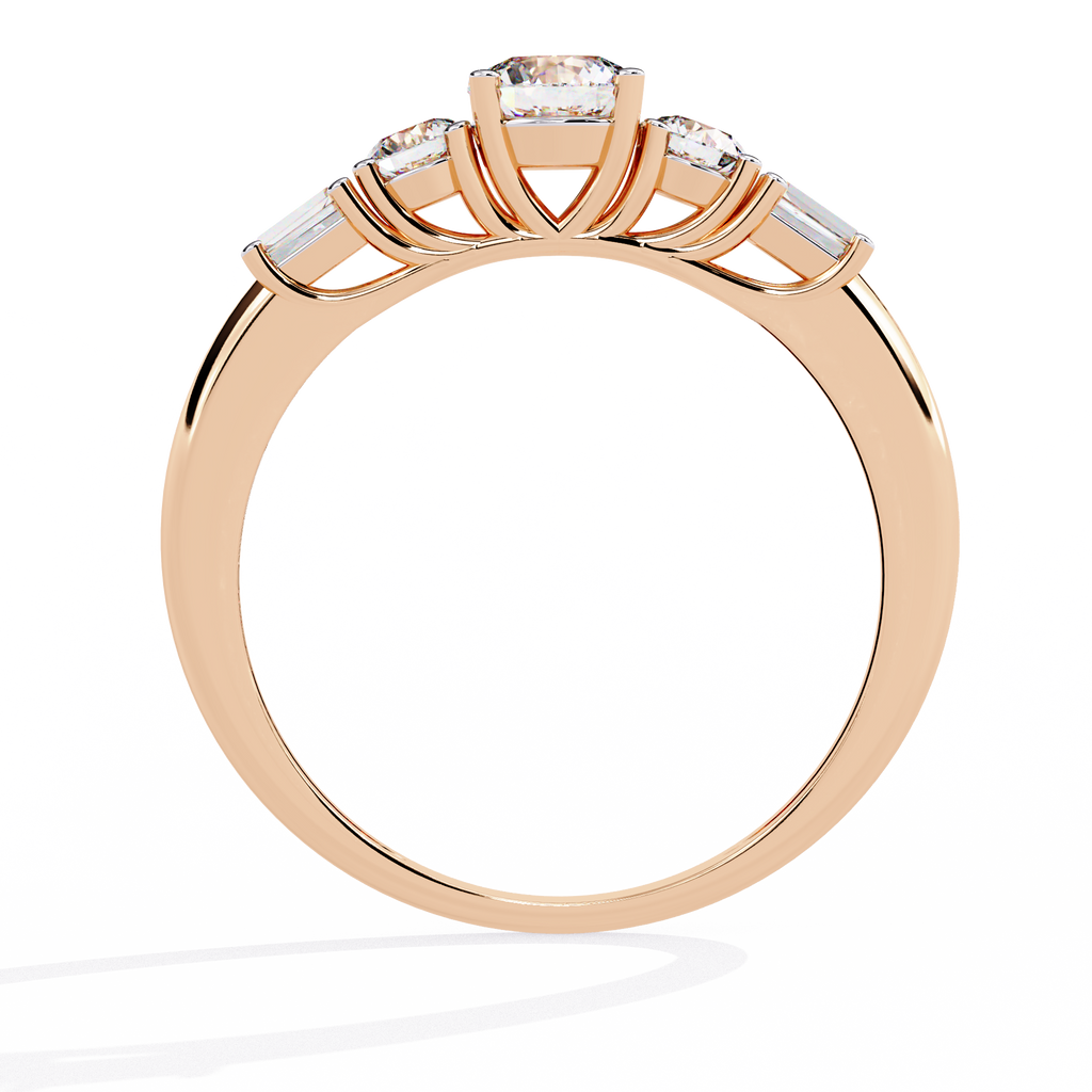 Round Cut Graduated Lab Grown Diamond Ring