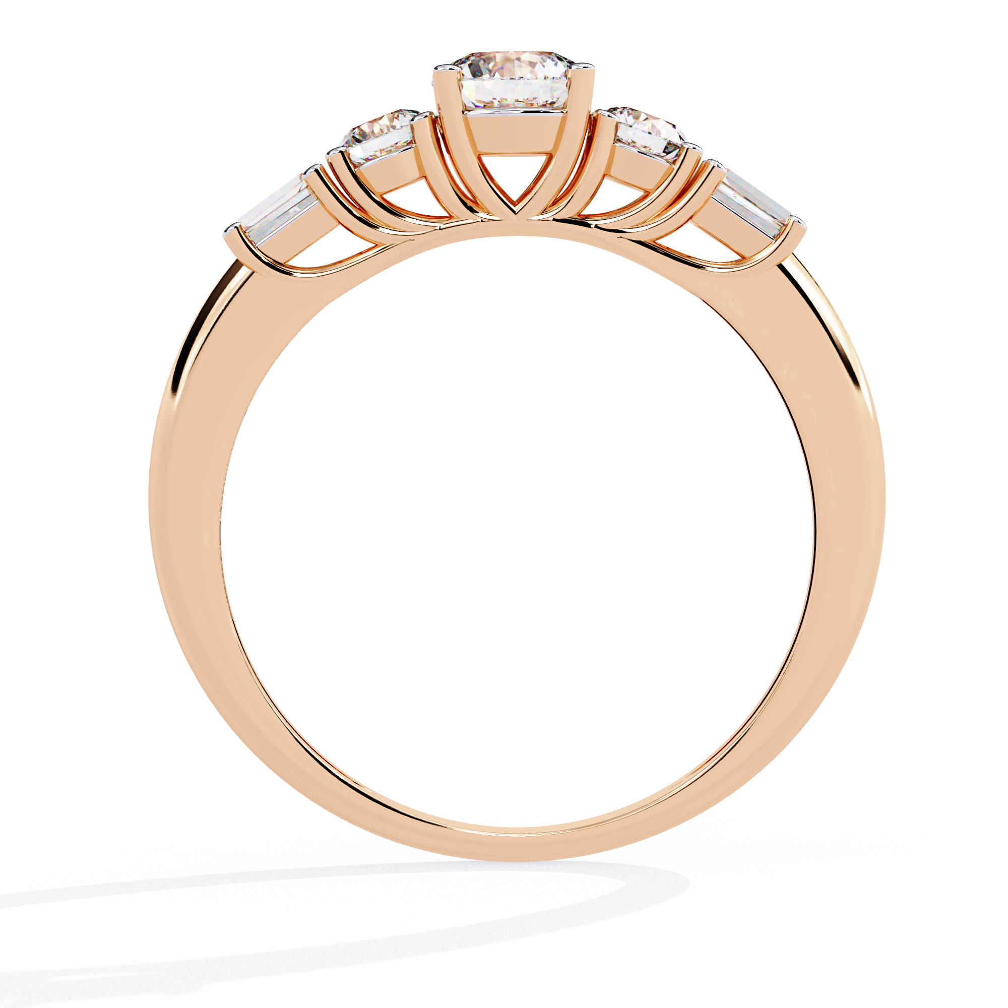 Round Cut Graduated Lab Grown Diamond Ring
