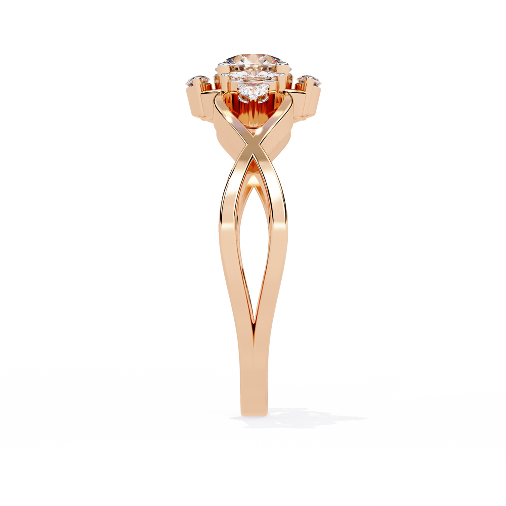 Round Cut Halo Lab Grown Diamond Ring