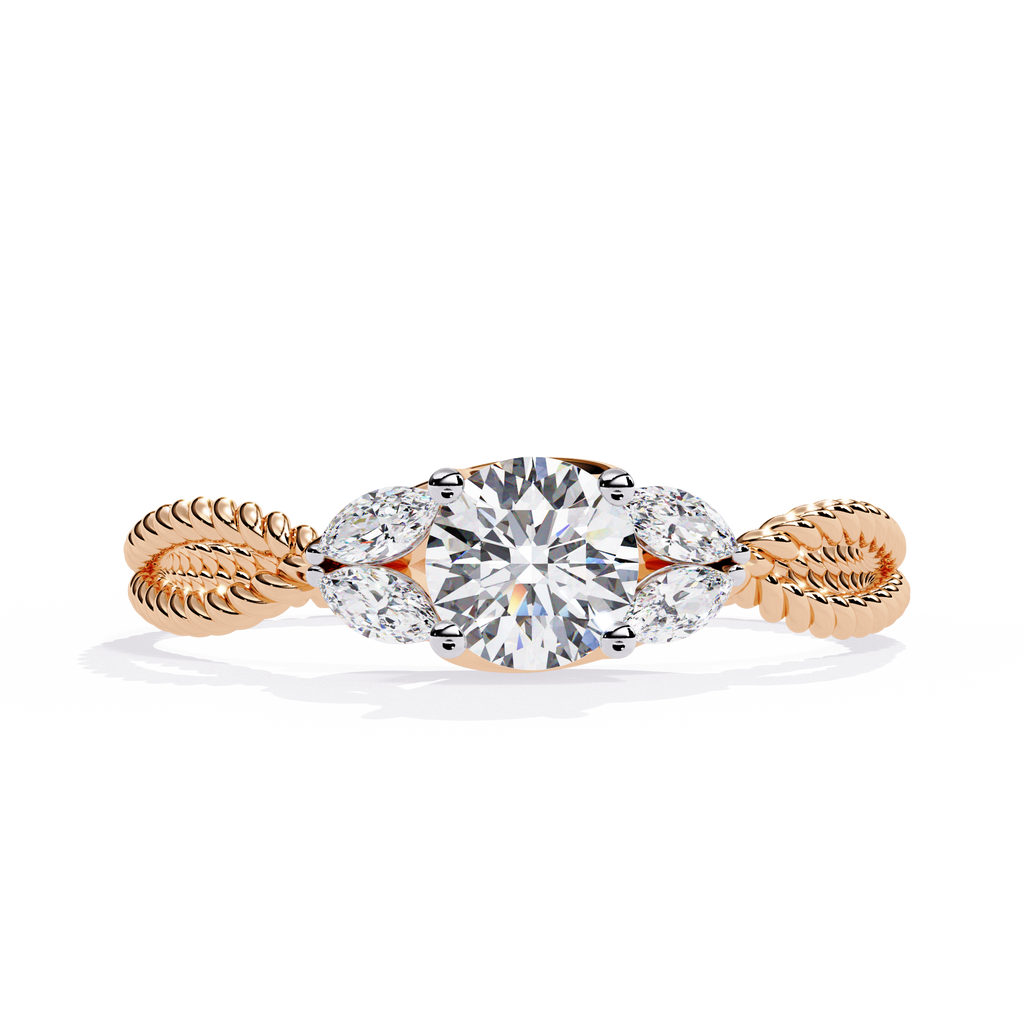 Round Cut Marquise Trio Rope Lab Grown Diamond Ring