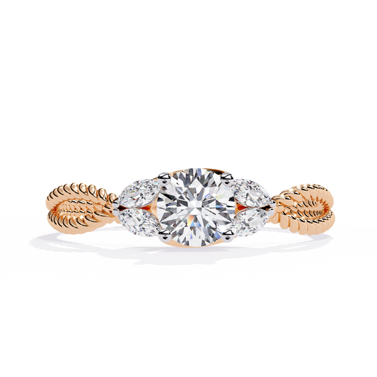 Round Cut Marquise Trio Rope Lab Grown Diamond Ring