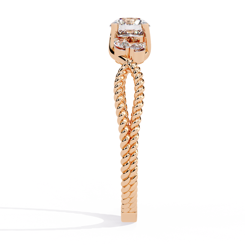 Round Cut Marquise Trio Rope Lab Grown Diamond Ring