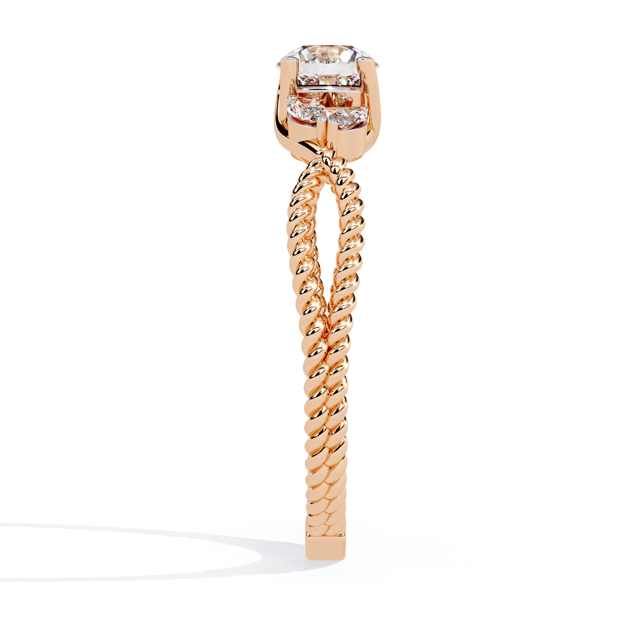 Round Cut Marquise Trio Rope Lab Grown Diamond Ring