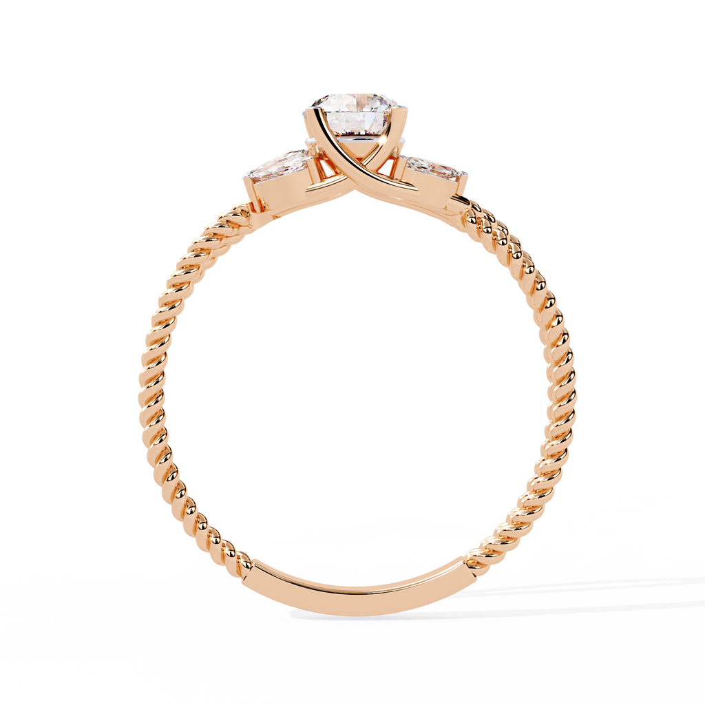 Round Cut Marquise Trio Rope Lab Grown Diamond Ring
