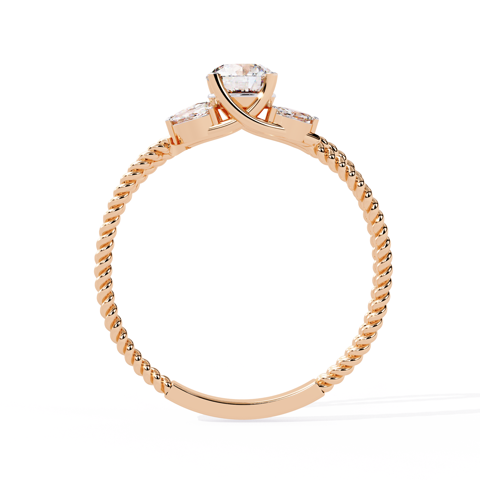 Round Cut Marquise Trio Rope Lab Grown Diamond Ring