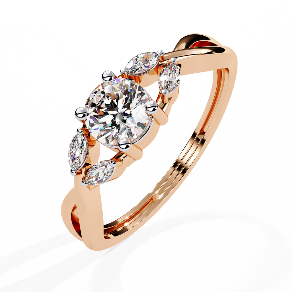 Round Cut Marquise Twist Lab Grown Diamond Ring