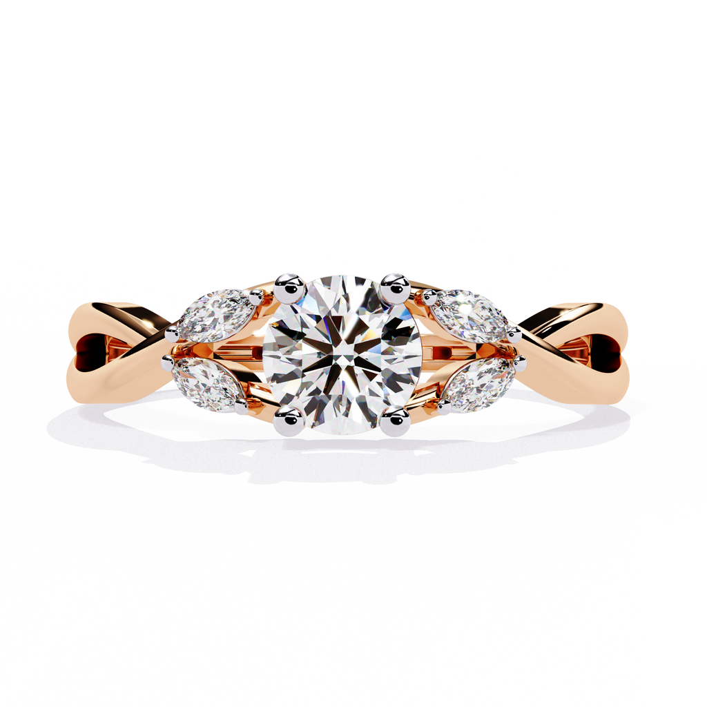 Round Cut Marquise Twist Lab Grown Diamond Ring