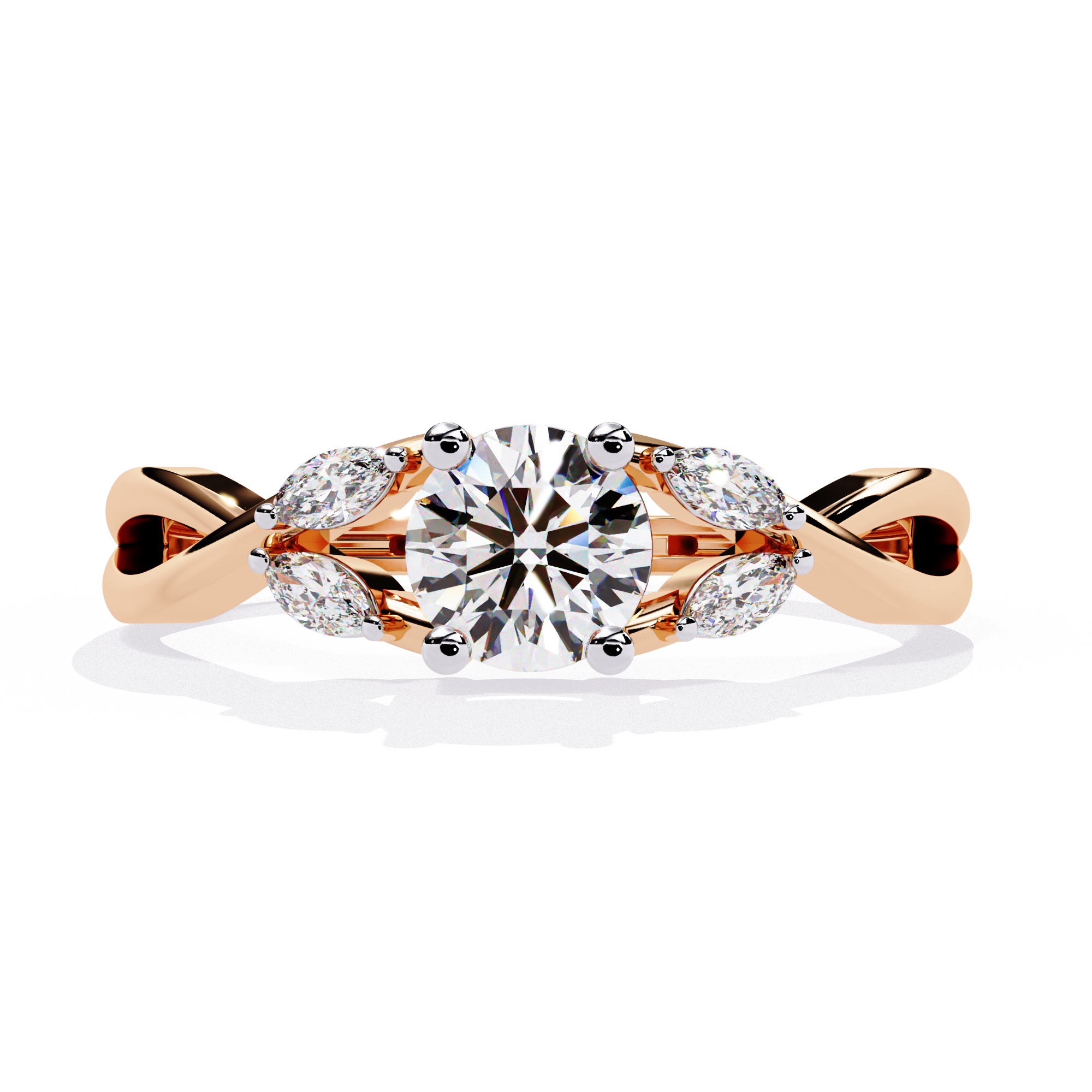 Round Cut Marquise Twist Lab Grown Diamond Ring