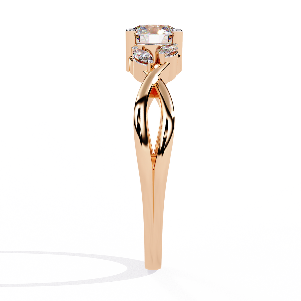 Round Cut Marquise Twist Lab Grown Diamond Ring