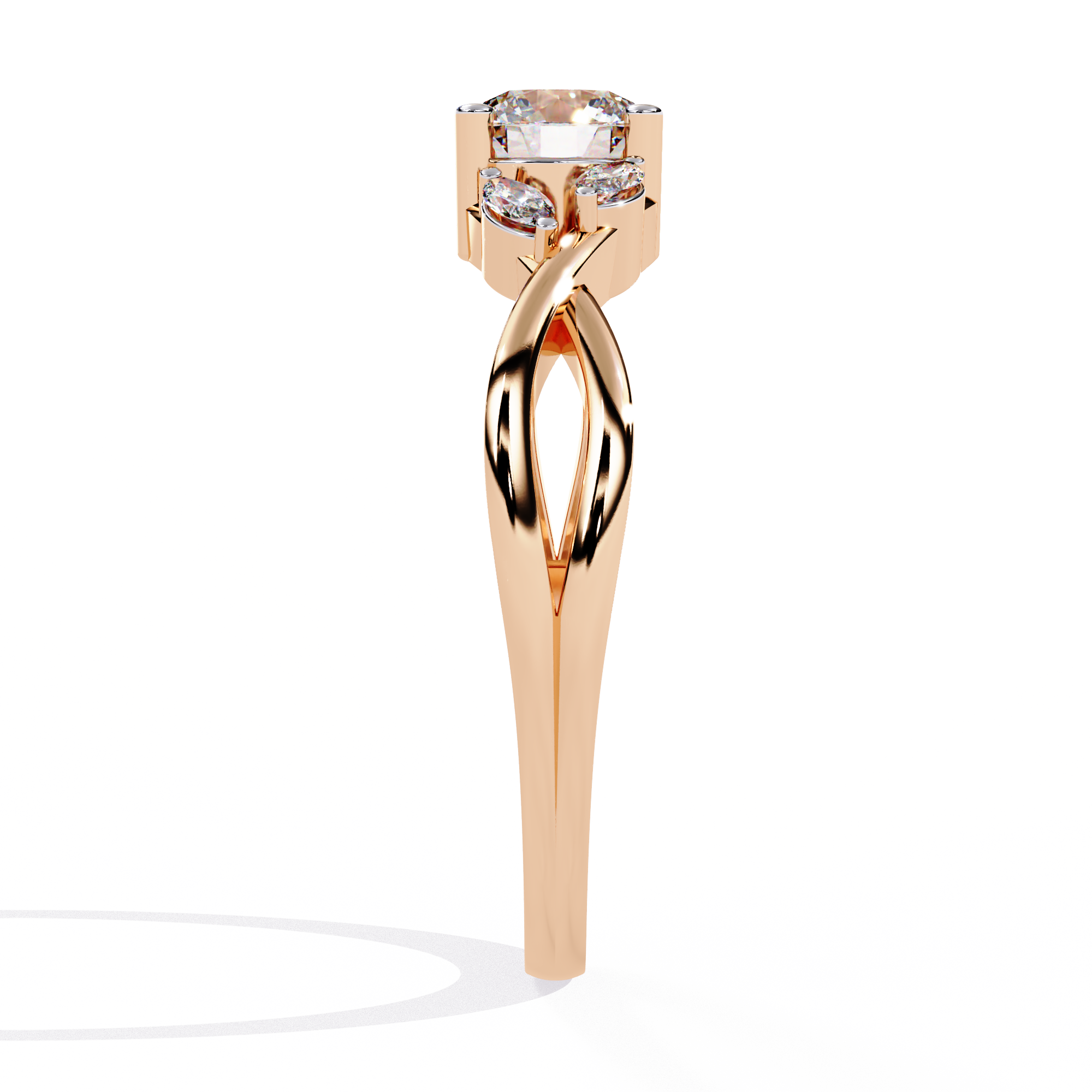 Round Cut Marquise Twist Lab Grown Diamond Ring
