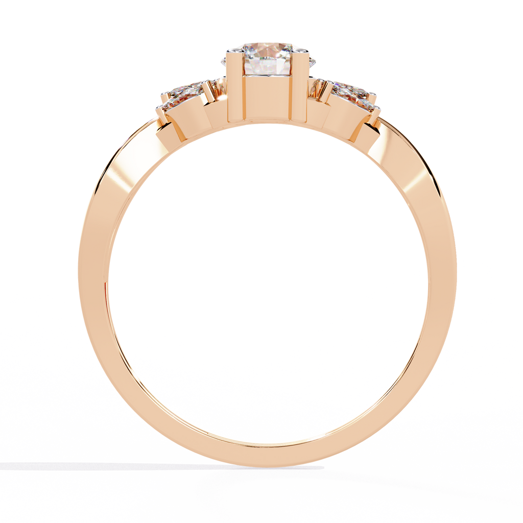 Round Cut Marquise Twist Lab Grown Diamond Ring