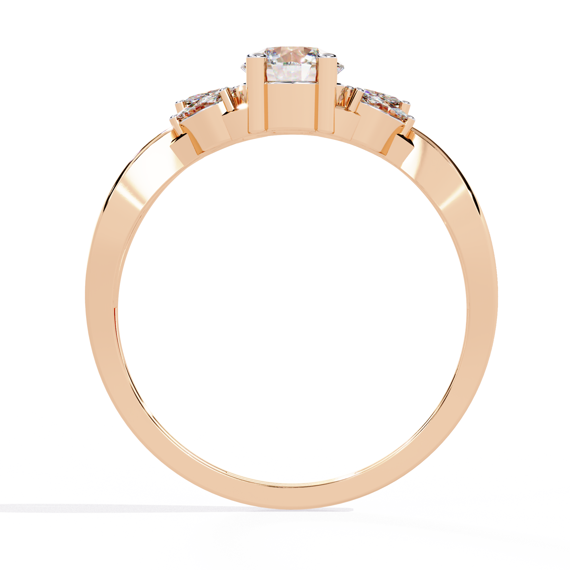 Round Cut Marquise Twist Lab Grown Diamond Ring